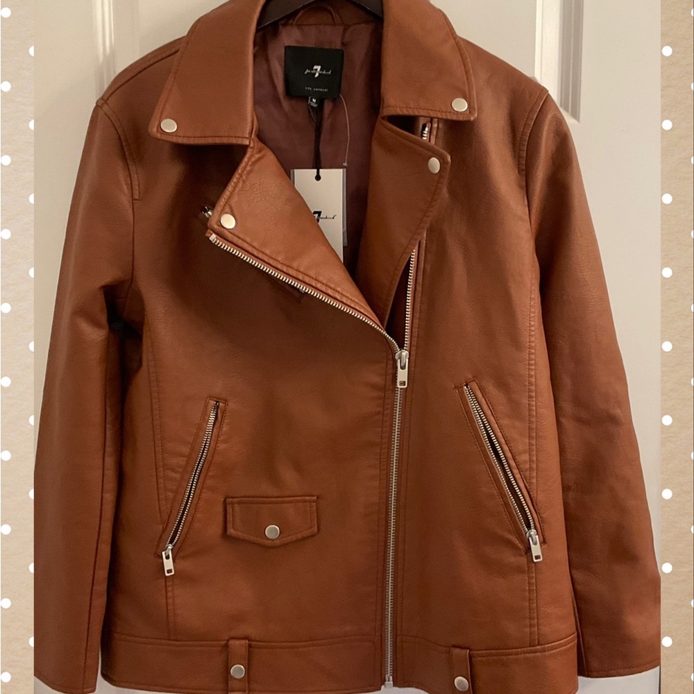7 For All Mankind Vegan Leather Jacket - NWT - Medium - Picture 1 of 14